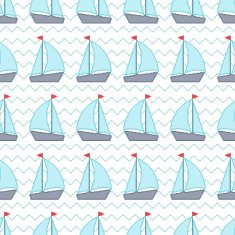 Seamless pattern with pixel sailboats