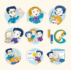 Children - schoolboys in different situations illustration