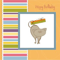 happy birthday card with cute cat