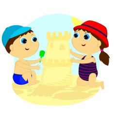 children molded out of the sand tower