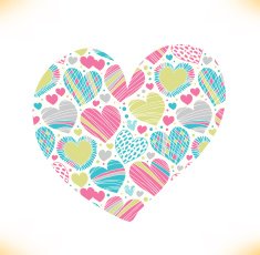 Colorful love ornamental pattern on heart