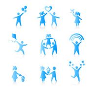 Blue Children Icons Set