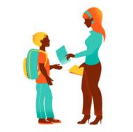 Vintage silhouette of teacher and student N2