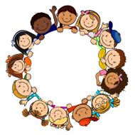 Children in Circle White Background