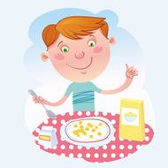 Breakfast Cereal And Boy