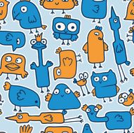 seamless pattern with cute cartoon birds