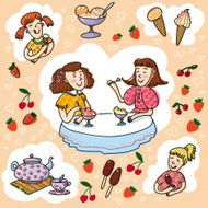 Girls And Ice Cream Set