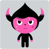 frustration expression on face of bull costume character