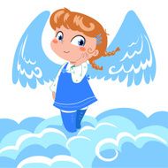 Cute angel on the clouds