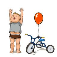 happy boy with bicycle