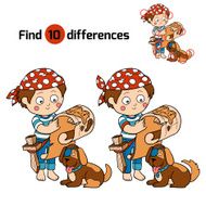 Find differences (Boy and dog playing pirates)