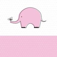 Baby girl shower card with cute elephant