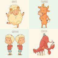 Zodiac signs cute cartoon characters