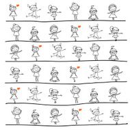 hand drawing cartoon kids playing N4