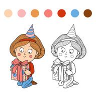 Coloring book (girl with a gift) N2