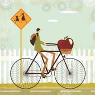Kid cycling to school