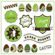 Set of easter ornaments and decorative labels