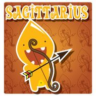 Zodiac sign Sagittarius with cute colorful monster