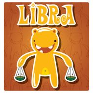 Zodiac sign Libra with cute colorful monster