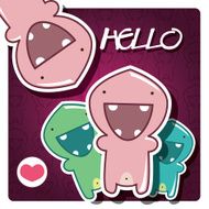 Set of cute little monsters on dotted background vector N10
