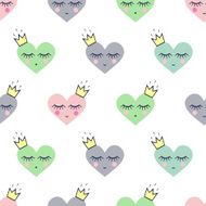 Seamless pattern with funny hearts