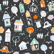 Pattern with cute town houses N2