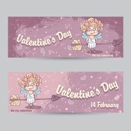 Set of horizontal greeting cards for Valentine&#039;s Day