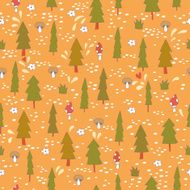 Cute seamless pattern with forest trees N2