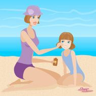 Mother Applying Sunscreen to her Daughter