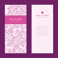 Vector pink flowers lineart vertical frame pattern invitation greeting cards