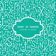 Vector white on green alphabet letters frame seamless pattern background