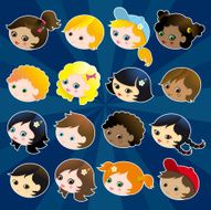 Cute kids heads set