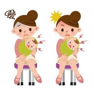 Mother of depression are holding a baby