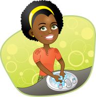 Girl washing her hands in the sink
