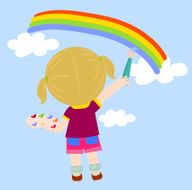 Girl painting rainbow N2