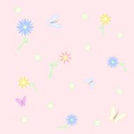Baby Girl Background of Flowers and Butterflies