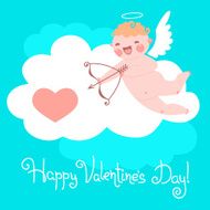 Valentine&#039;s Day card with cute Cupids and hearts N3