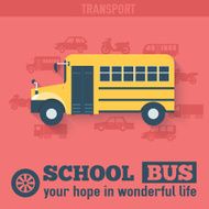 Flat school bus background Tamplate for web and mobile design N2