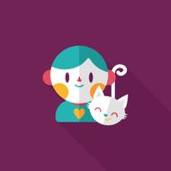 Pet cat and boy friendship flat icon eps10 N10