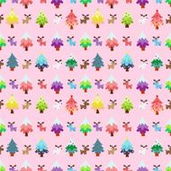 Christmas theme pinetree and reindeer sweety seamless pattern