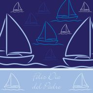 Spanish yacht patterned &quot;Happy Father&#039;s Day&quot; card in vector form