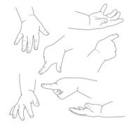 Baby hand different gestures vector illustration