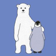 Vector polar bear and penguin