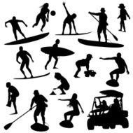 On the beach silhouette set