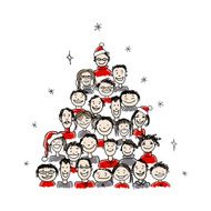 Christmas tree made from group of people for your design