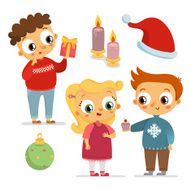Set of children characters holiday style N2