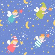 Seamless pattern with sleep fairies