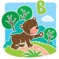 Funny little teddy bear Alphabet B