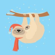 Winter sloth illustration