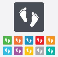 Child pair of footprint sign icon Barefoot N8